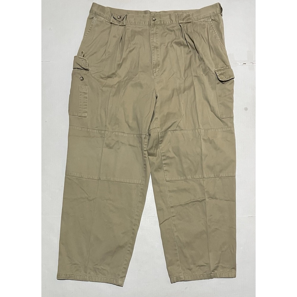 Vintage Willis & Geiger Khaki Pants Mens 42 X 29 Cargo Pleated Double Knee Chino